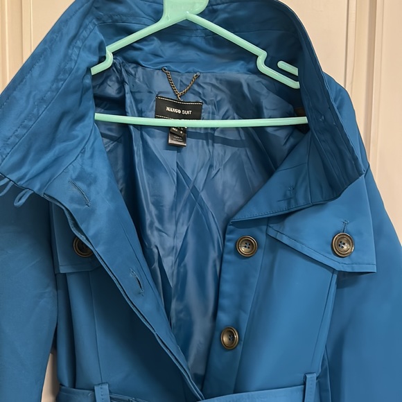 Mango Blue high neck cloth Trench coat with buttons & belt & lining ! - Picture 11 of 11